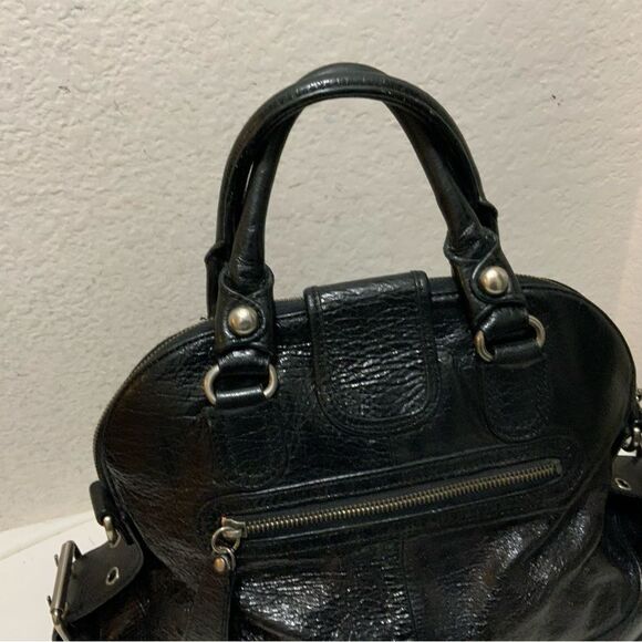 Hype Women's Black Soft Leather Studded Tote Satchel hobo bag - Picture 5 of 15